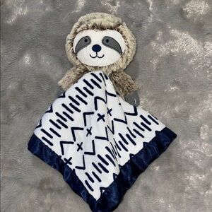Cloud Island Sloth Baby Lovey Security Blanket Navy Blue Satin Trim